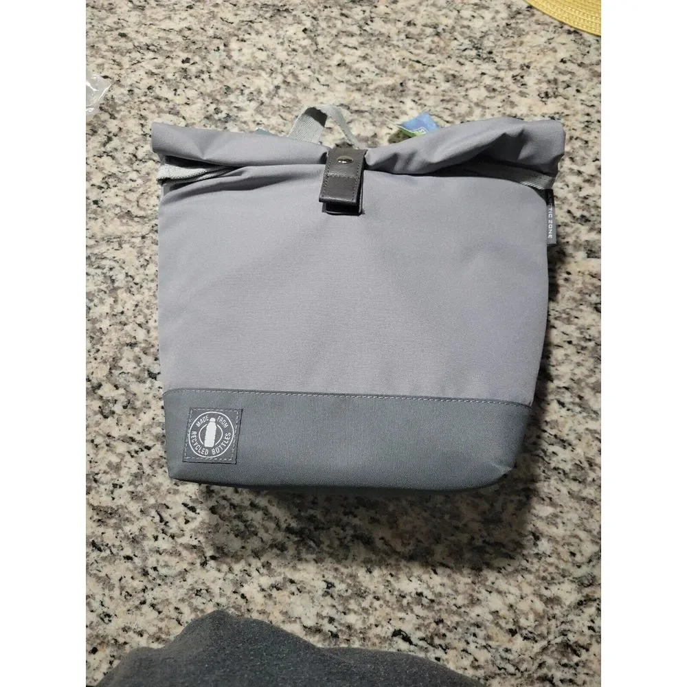ARCTIC ZONE INSULATED MICROBAN ECO LUNCH TOTE WITH SNAP LOCK & HANDLE - GRAY